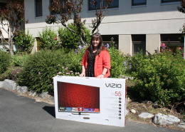 Lana Hersinger, winner of the Smart TV donated by LifeFlights Network.