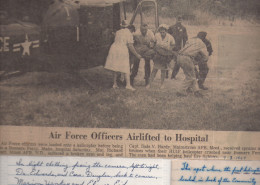 In September 1967, Cora Douglas, RN and Marion Yankey, RN showed us nurses in action, in crisp uniforms, stockings, heels and their caps firmly anchored on their heads, all while unloading a helicopter. This image was found in a scrapbook at the hospital.