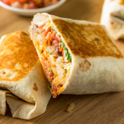 Homemade Chorizo Breakfast Burritos with Avocado and Pico